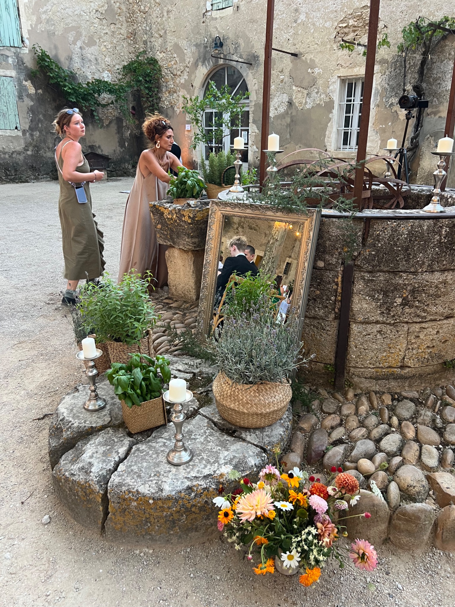 Florists preparing arrangements for a celebration